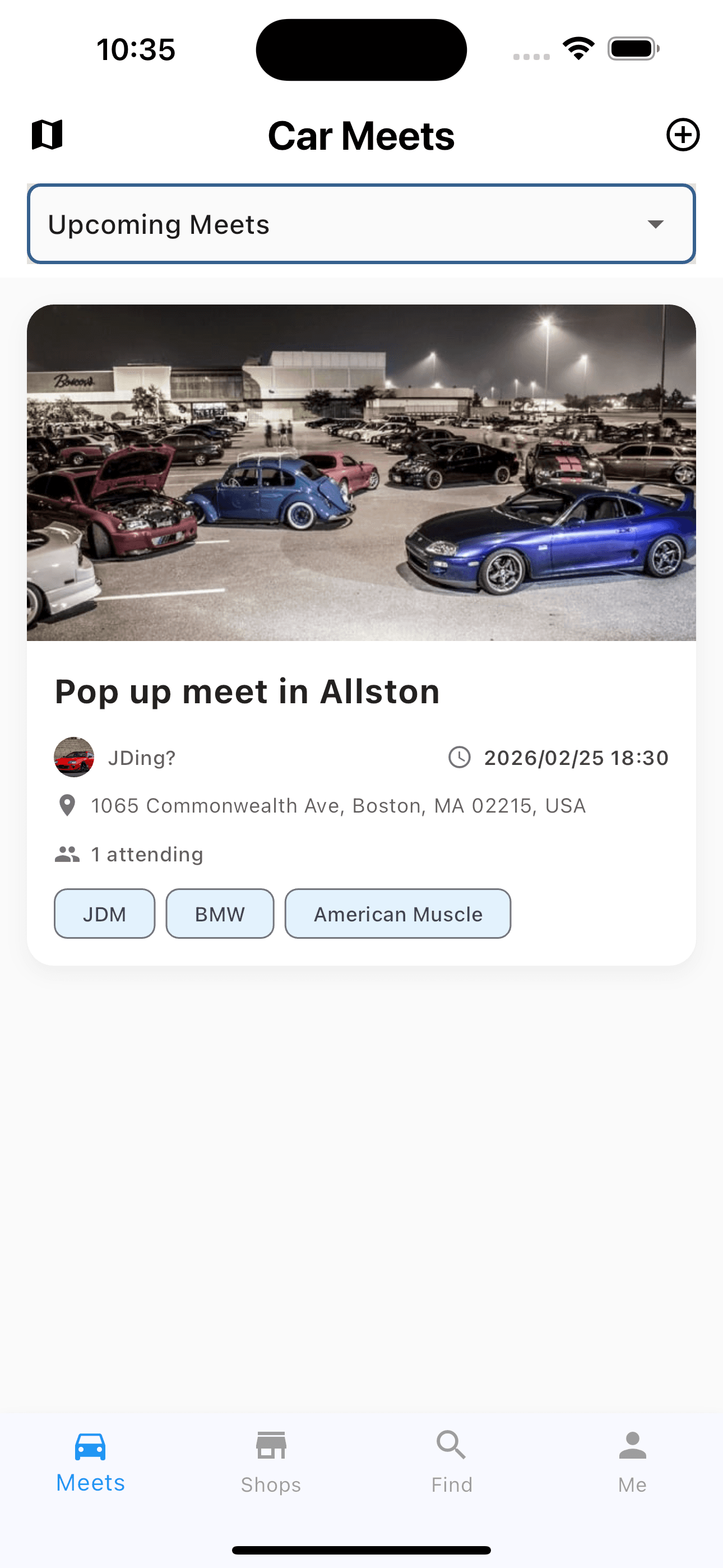 Car Meets in Revhaus app